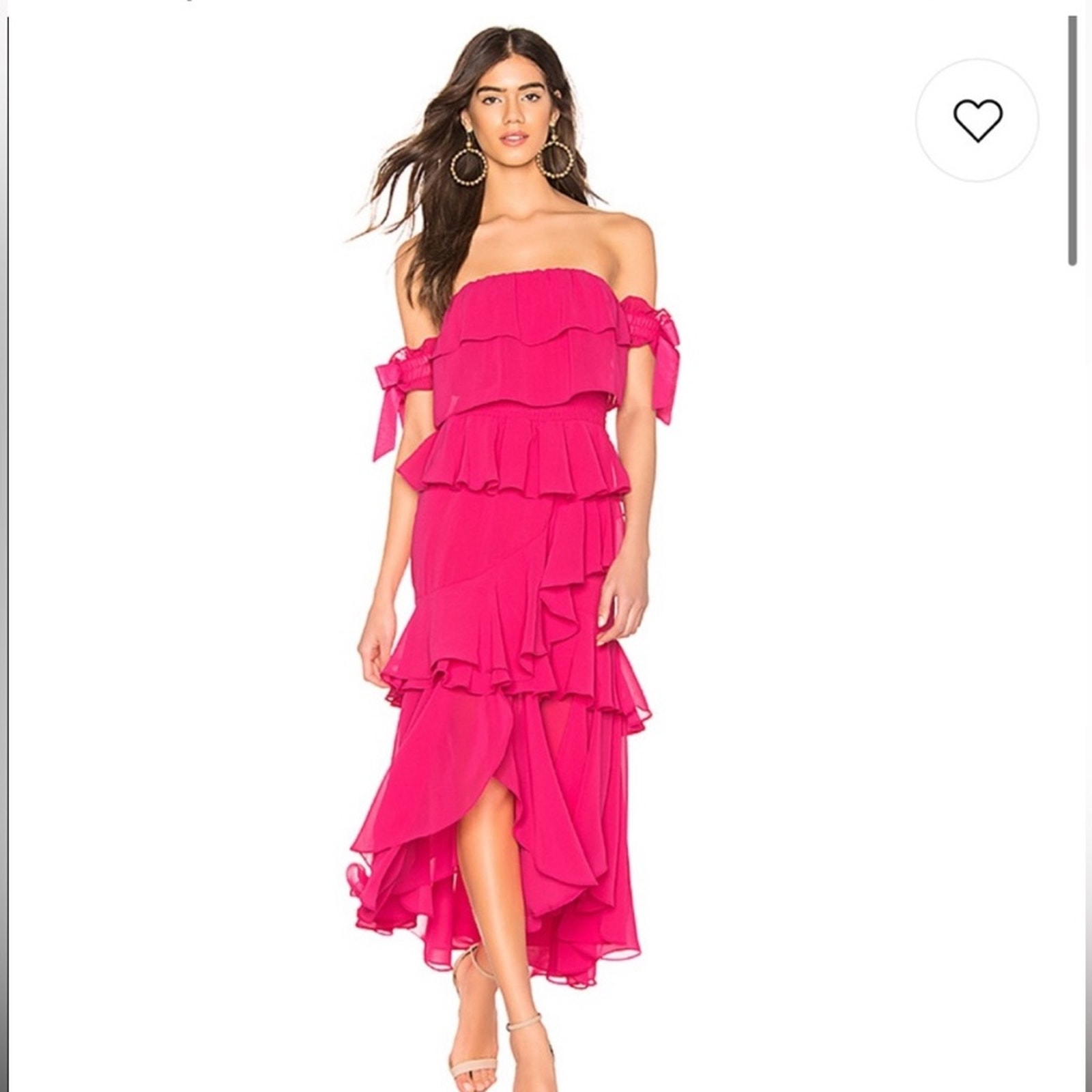 Misa Los Angeles Isidora Off The Shoulder Ruffle Detail Maxi Summer Dress Xs